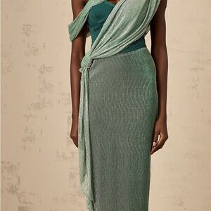 Elegant Green Draped Dress